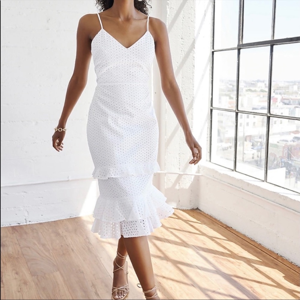 Express White Eyelet Ruffle Dress